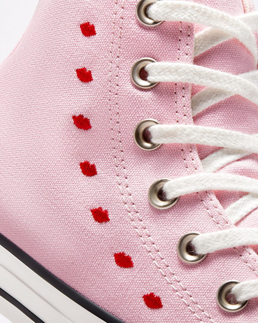 Tenis Converse Chuck Taylor All Star Embroidered Lips Cano Alto Feminino Rosa Branco | PT R0P9078